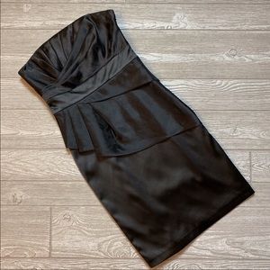 WHBM Strapless Satin Organza Black Cocktail Dress